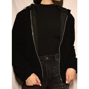 reversible black teddy jacket 🖤